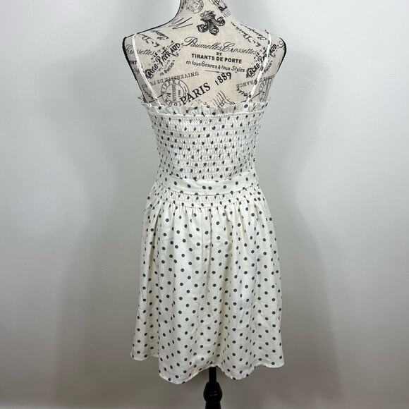 NWT Francesca‘s Hailey polkadot smocked mini fit and flare dress with tie detail - Picture 11 of 15